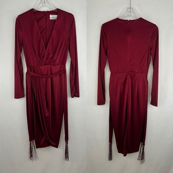 NWOT Altuzarra Target Red Burgundy Long Sleeve Midi Wrap Dress - Picture 5 of 8